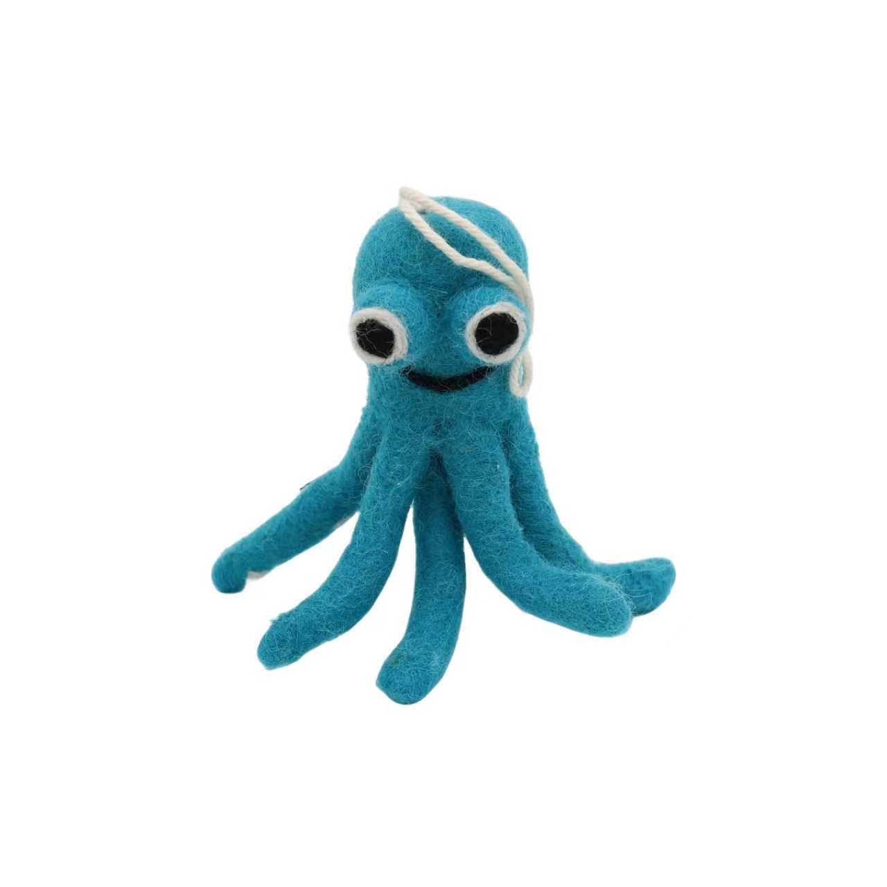 Handmade Wool Felt Octopus Ornament – Cute Home Décor – Made in Nepal