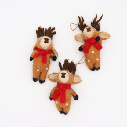 Handmade Deer Wool Felt Ornament – Made in Nepal