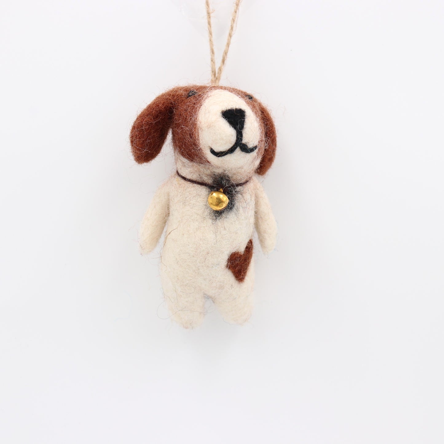 Handmade Poppy Dog Wool Felt Christmas Ornament - Artisan Crafted in Nepal