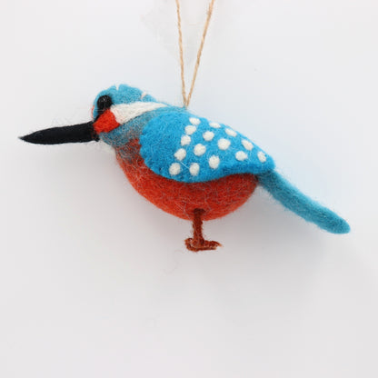 Handmade in Nepal Wool Felt Blue Bird Ornament