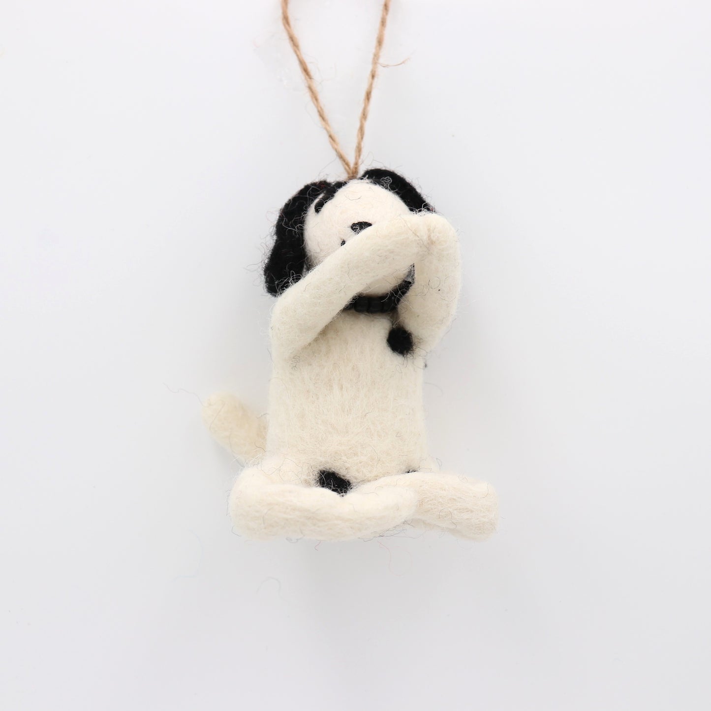 Handmade Wool Felt Yoga Dog Ornament