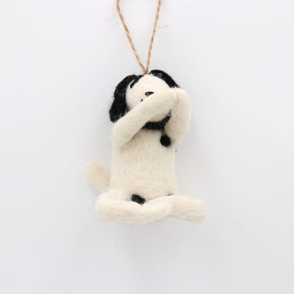 Handmade Wool Felt Yoga Dog Ornament