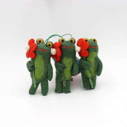 Handmade in Nepal Wool Felt Frog Ornament