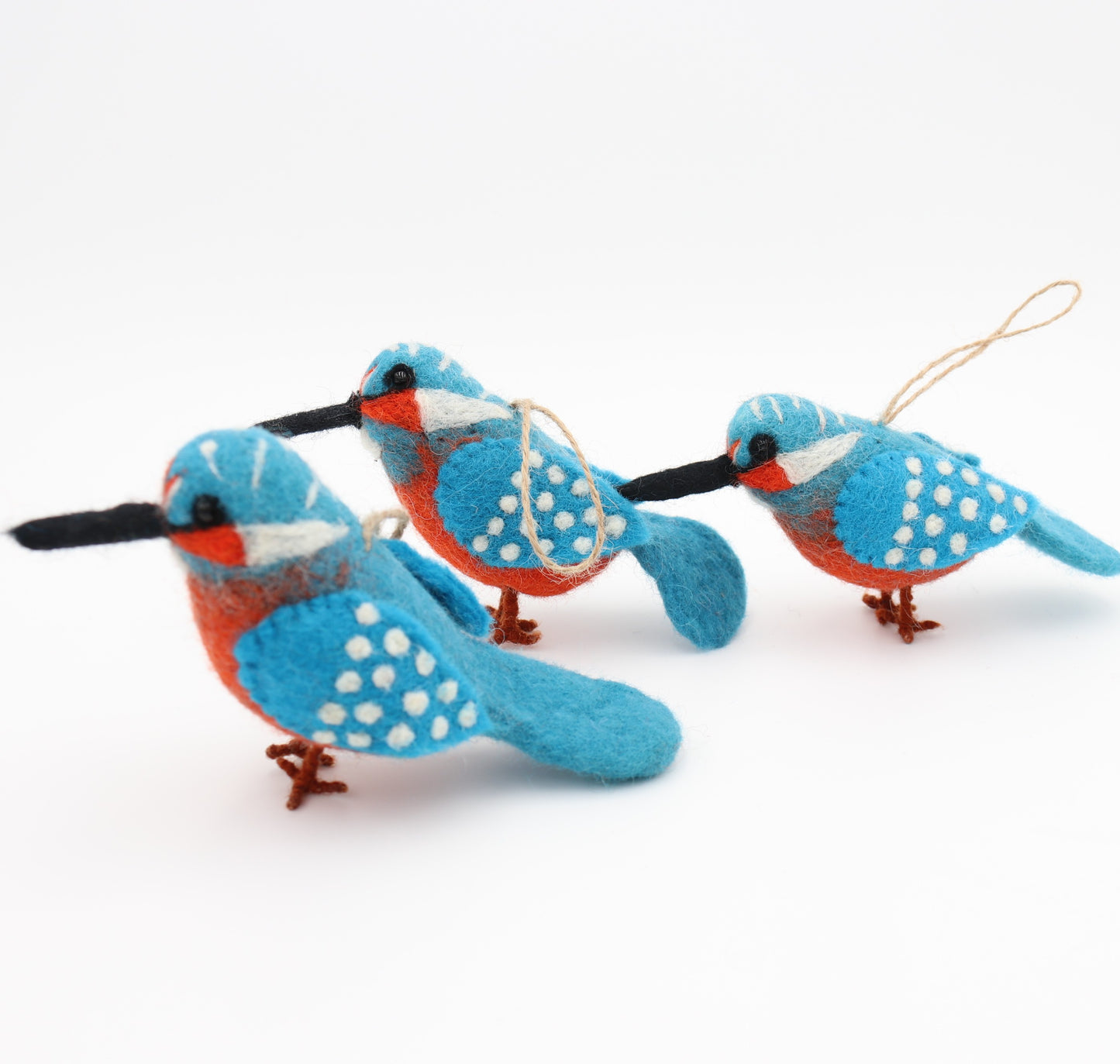 Handmade in Nepal Wool Felt Blue Bird Ornament