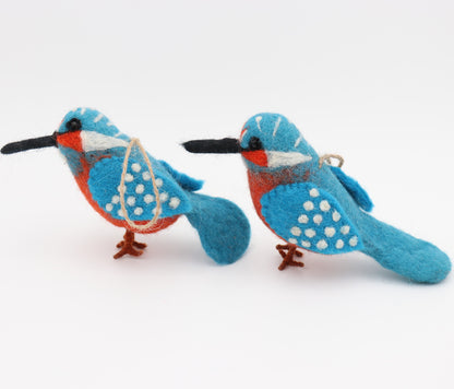 Handmade in Nepal Wool Felt Blue Bird Ornament
