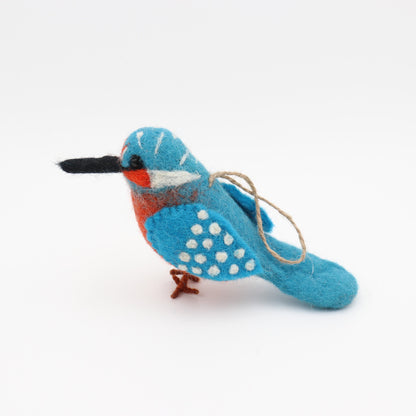 Handmade in Nepal Wool Felt Blue Bird Ornament
