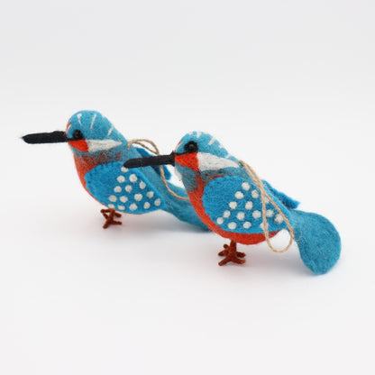 Handmade in Nepal Wool Felt Blue Bird Ornament