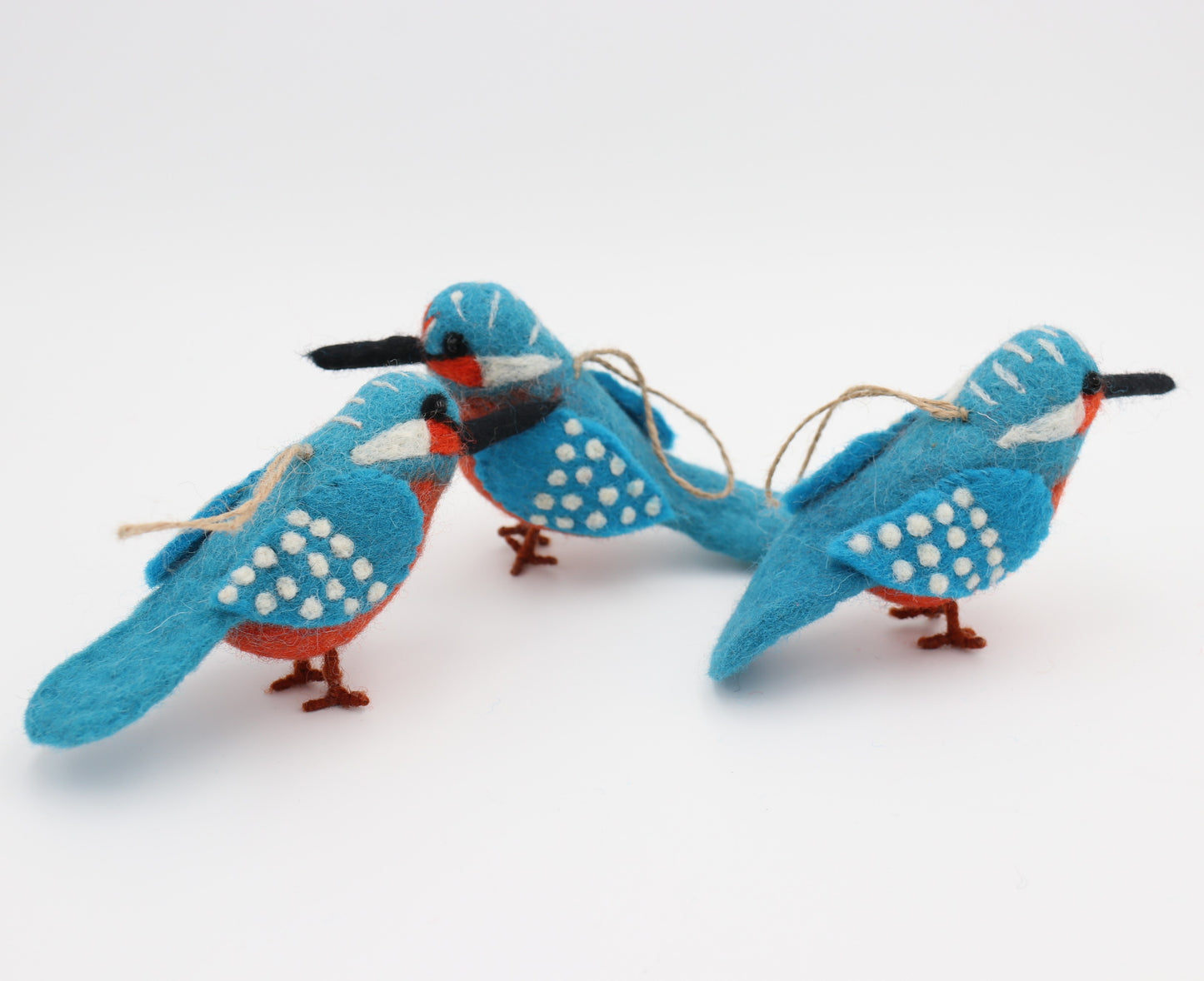Handmade in Nepal Wool Felt Blue Bird Ornament