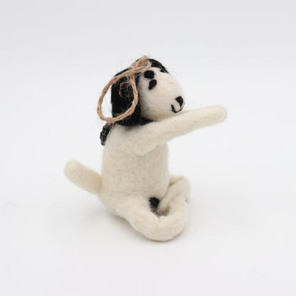 Handmade Wool Felt Yoga Dog Ornament