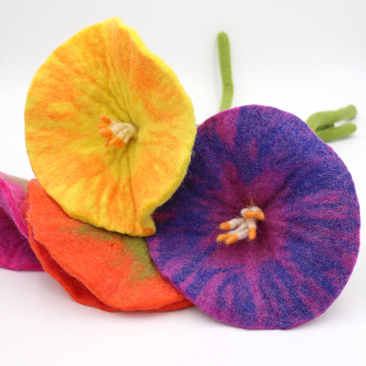 Handmade Wool Felt Flowers - Morning Glory