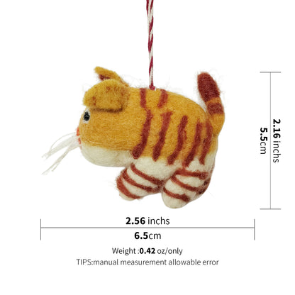 Handmade Felt Orange Tabby Cat Ornament – Cozy Kitty for Christmas Tree