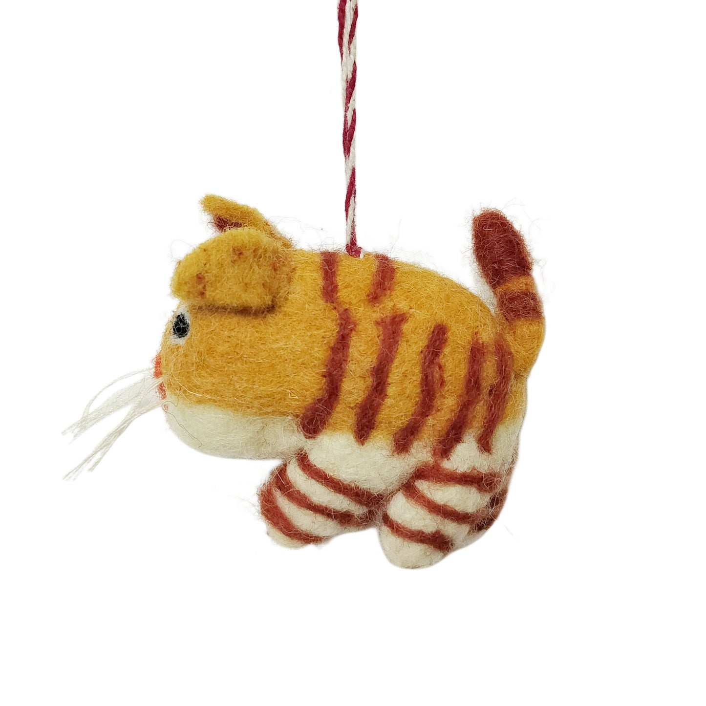 Handmade Felt Orange Tabby Cat Ornament – Cozy Kitty for Christmas Tree