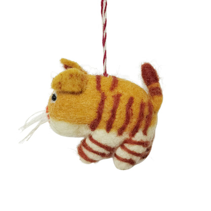 Handmade Felt Orange Tabby Cat Ornament – Cozy Kitty for Christmas Tree