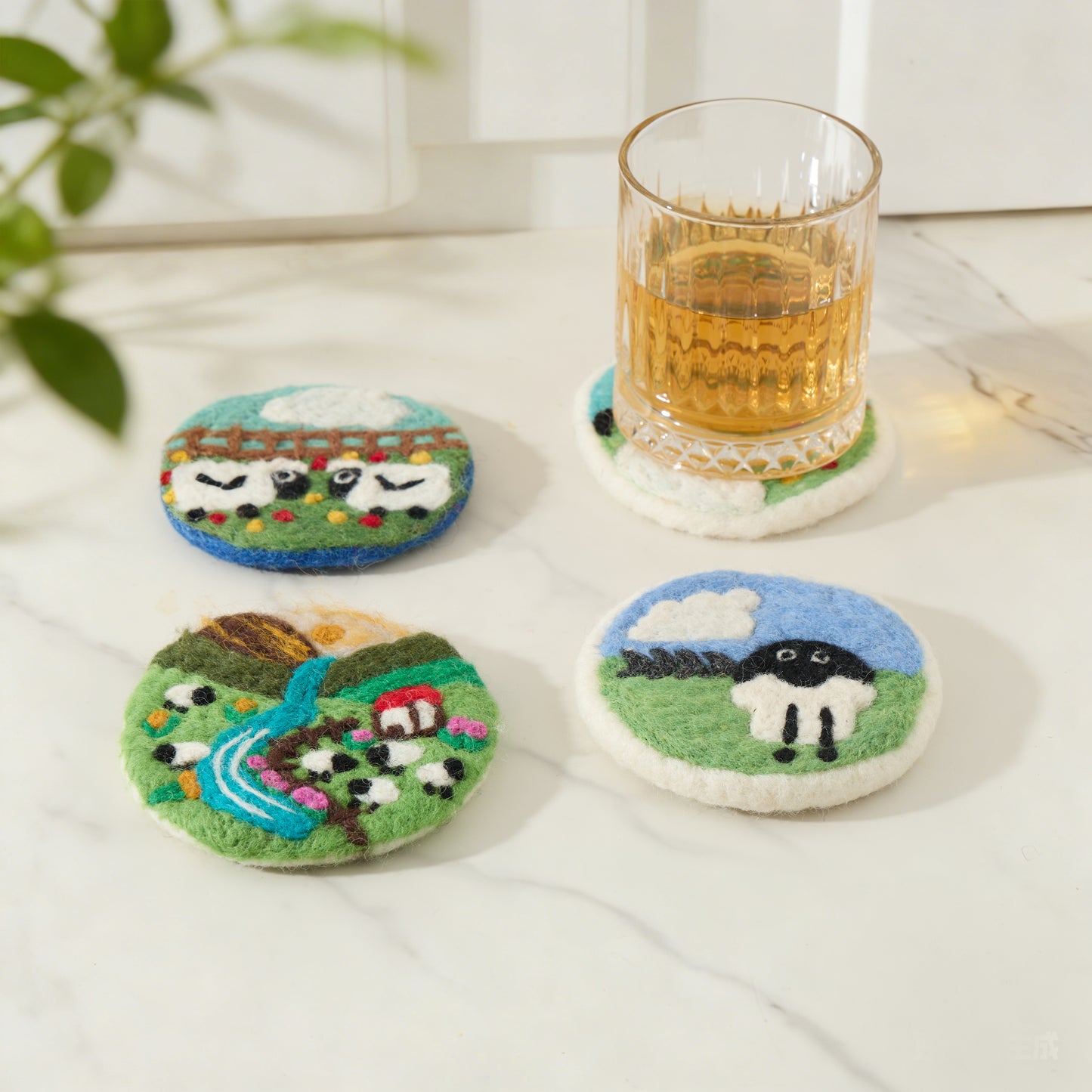 Wool Felt Coaster – Sheep, Seahorse, Crab & Save the Planet Drink Coasters