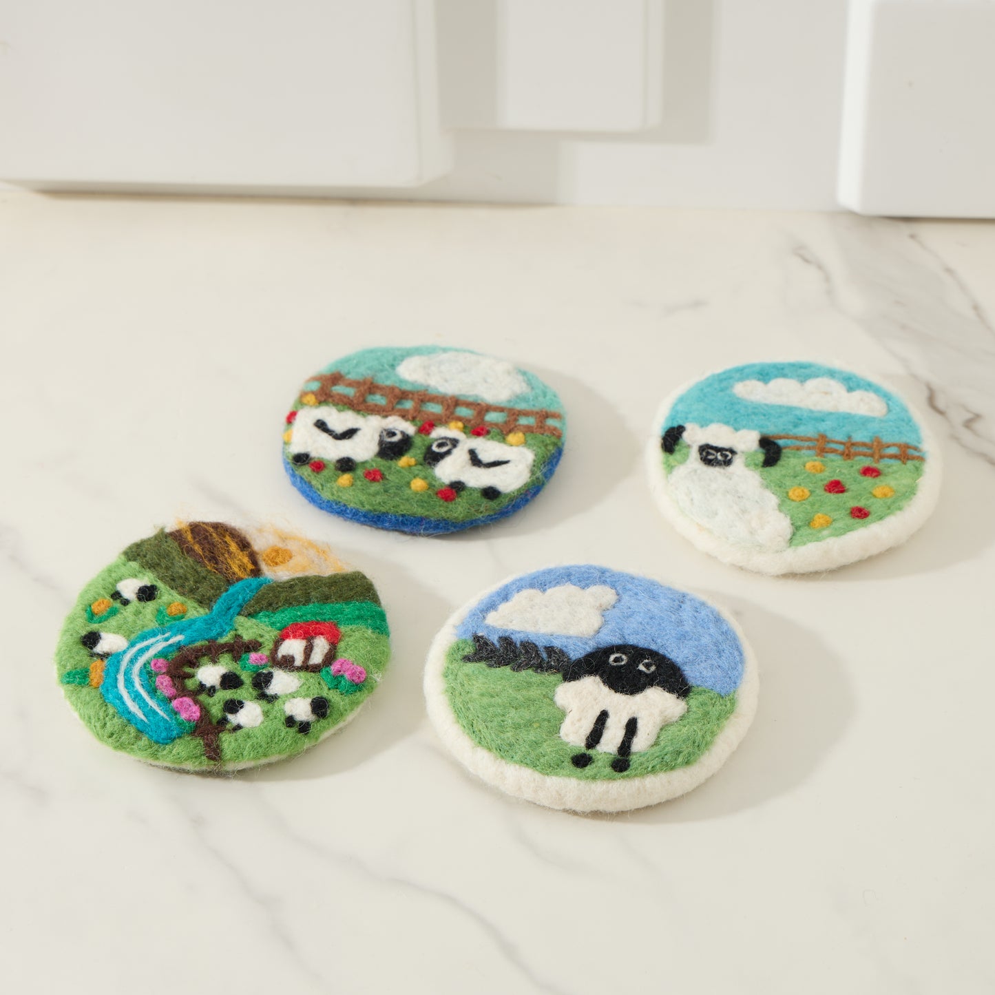 Wool Felt Coaster – Sheep, Seahorse, Crab & Save the Planet Drink Coasters