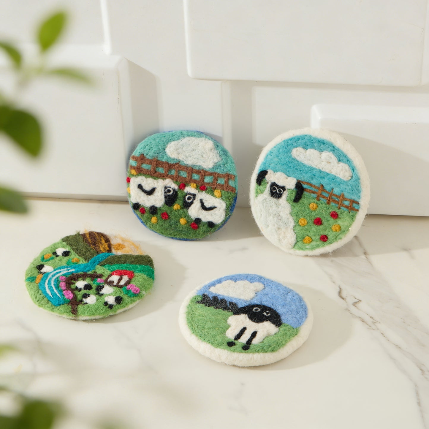 Wool Felt Coaster – Sheep, Seahorse, Crab & Save the Planet Drink Coasters