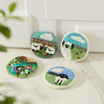 Wool Felt Coaster – Sheep, Seahorse, Crab & Save the Planet Drink Coasters