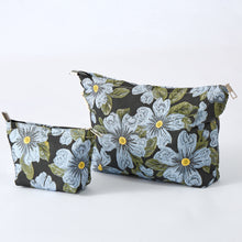 Load image into Gallery viewer, Blue Camellia Toiletry Bag - Travel-Friendly Cosmetic Bag
