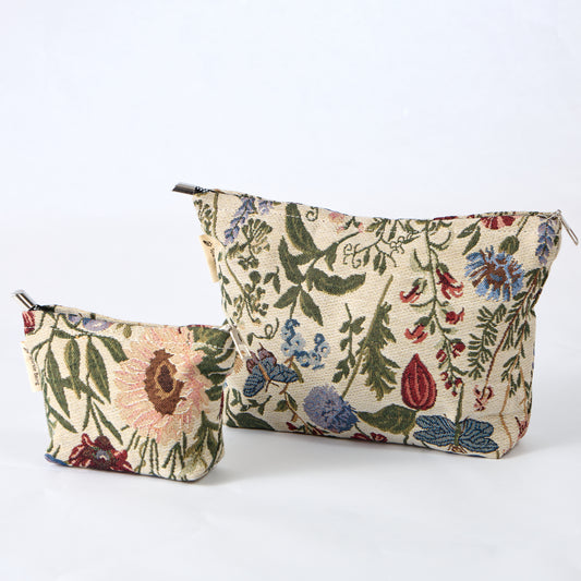 Botanical Floral Toiletry Bag - Travel-Friendly Cosmetic Bag
