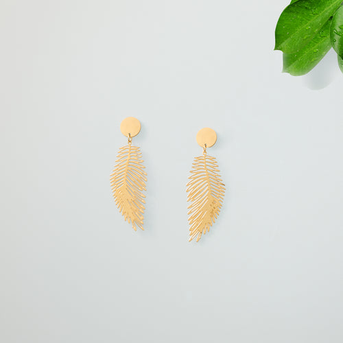 Stainless-Steel-Drop-Earrings-fern-leavf