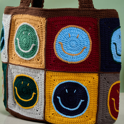 Handmade Chic Retro Crochet Shoulder Bag for Women - Smile