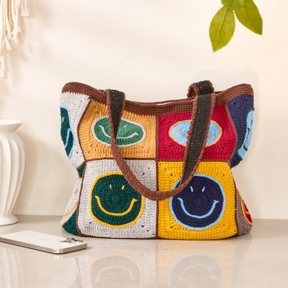 Handmade Chic Retro Crochet Shoulder Bag for Women - Smile