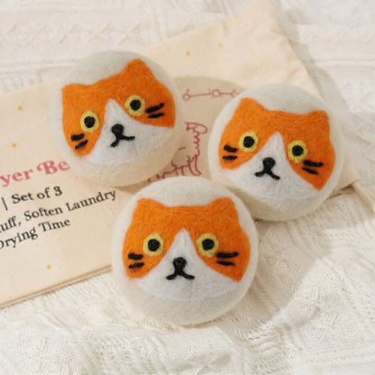Orange Cat Eco Wool Laundry Dryer Balls - Set of 3