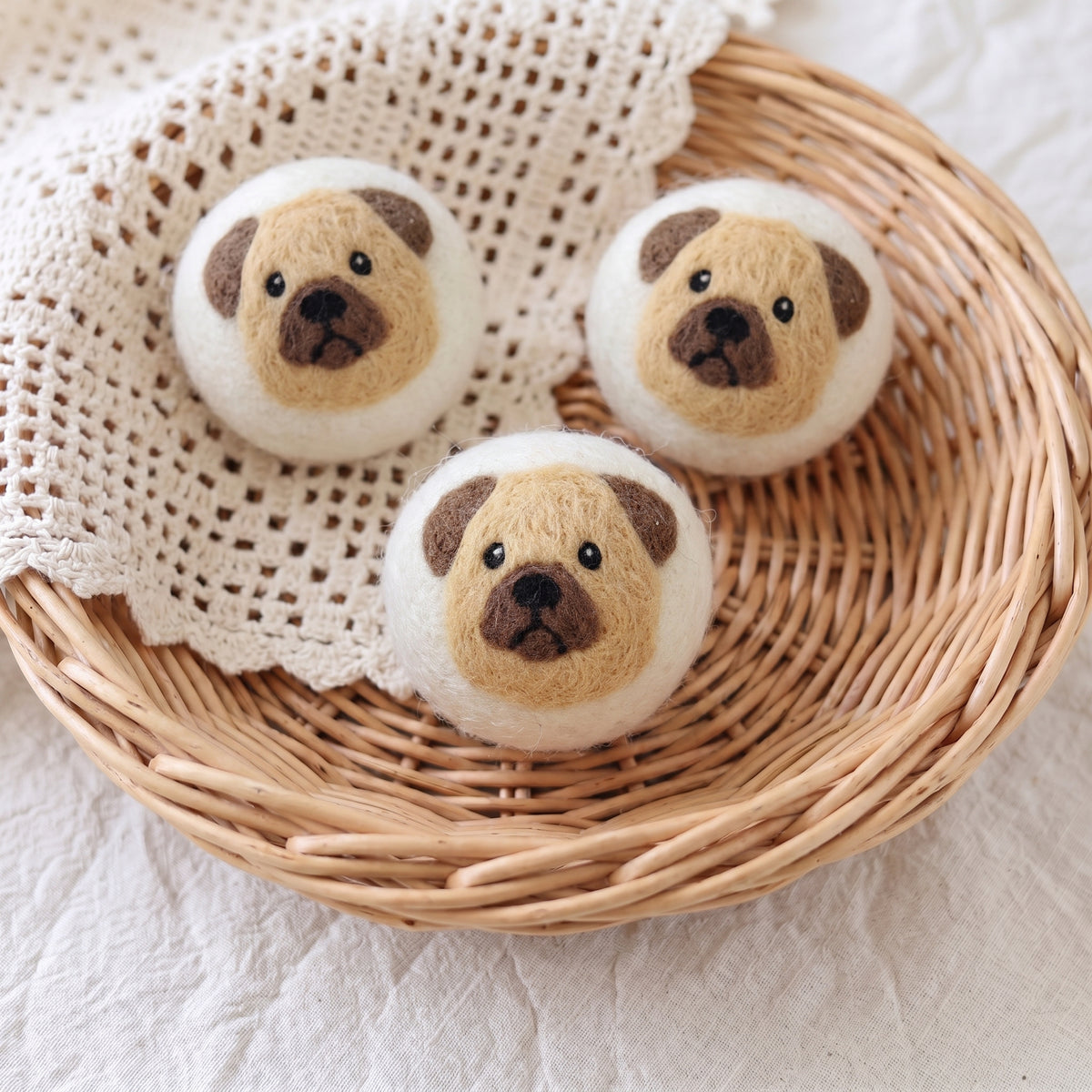 Pug Eco Wool Laundry Dryer Balls - Set of 3