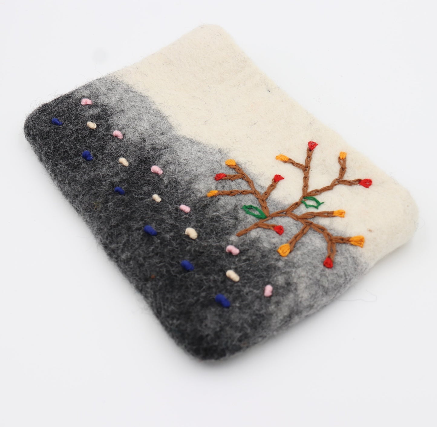 Spring Tree Felt Wallet - Wool Felt Pouch Hand Carry Coin Purse