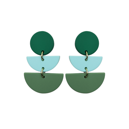 Stacked Statement Acrylic Earrings - Verdant Cascade