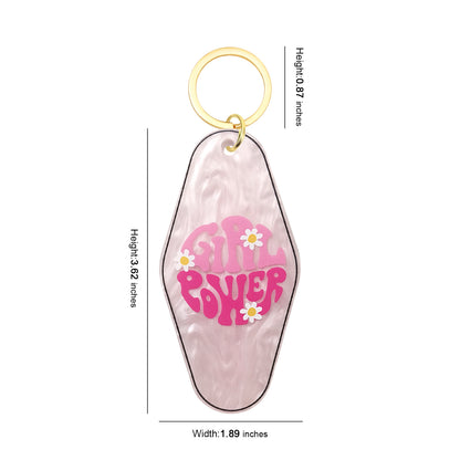 Girl Power Motel Keychain - Vintage Nostalgia Motivational Hotel Keychain