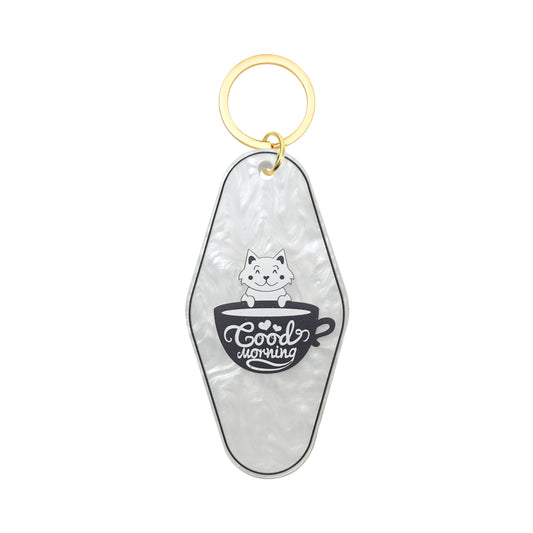 Good Morning Motel Keychain - Vintage Nostalgia Motivational Hotel Keychain
