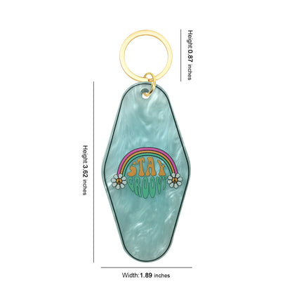 Stay Groovy Motel Keychain - Vintage Nostalgia Motivational Hotel Keychain