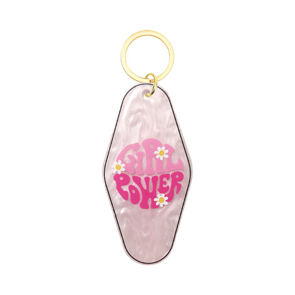 Girl Power Motel Keychain - Vintage Nostalgia Motivational Hotel Keychain