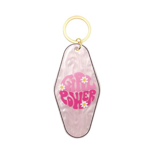Girl Power Motel Keychain - Vintage Nostalgia Motivational Hotel Keychain