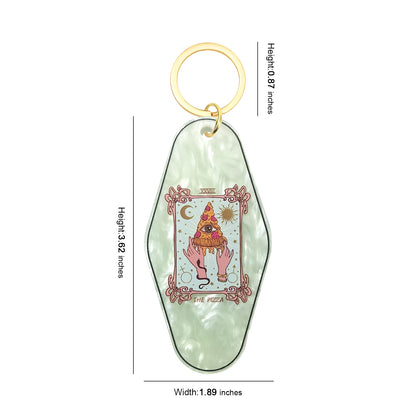The Pizza Tarot Card Motel Keychain - Vintage Nostalgia Motivational Hotel Keychain