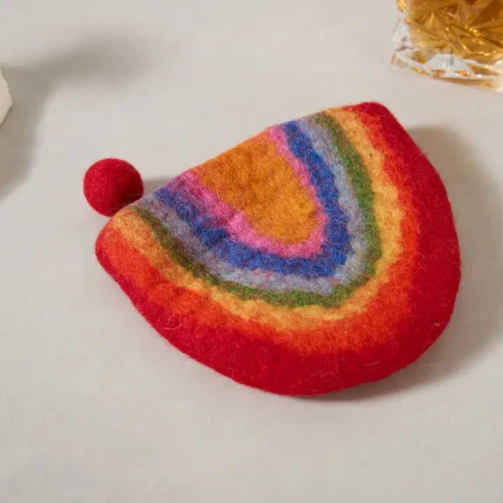 Watermelon Rainbow Felt Wallet - Wool Felt Pouch Hand Carry Coin Purse