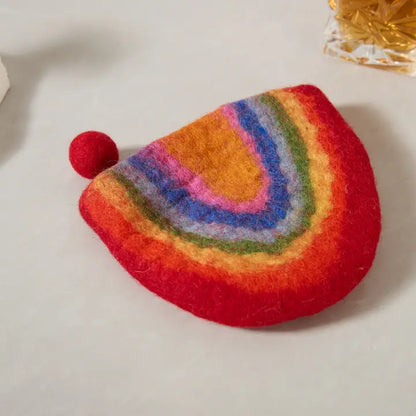 Watermelon Rainbow Felt Wallet - Wool Felt Pouch Hand Carry Coin Purse