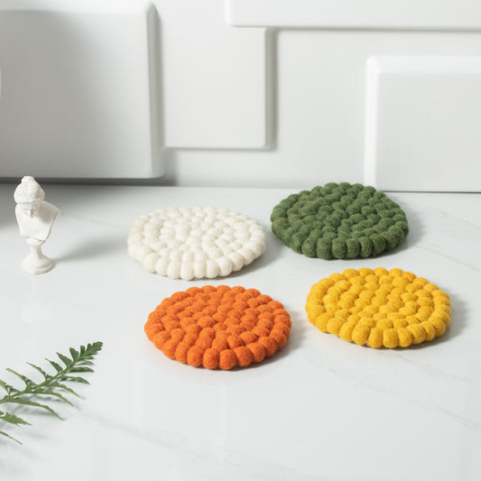 Handmade Felt Coffee Cup Mug Table Mat - Set of 4