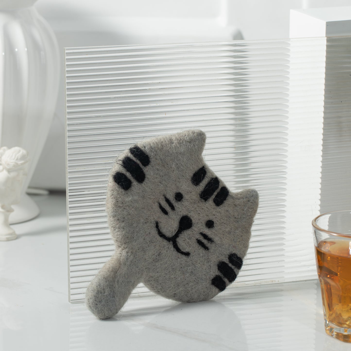 Felt Animal Coffee Cup Mug Table Mat Coasters - Curious Cat