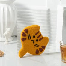 Load image into Gallery viewer, Felt Animal Coffee Cup Mug Table Mat Coasters - Curious Cat
