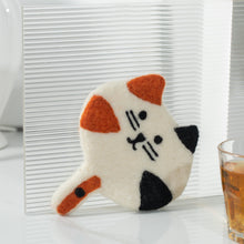 Load image into Gallery viewer, Felt Animal Coffee Cup Mug Table Mat Coasters - Curious Cat
