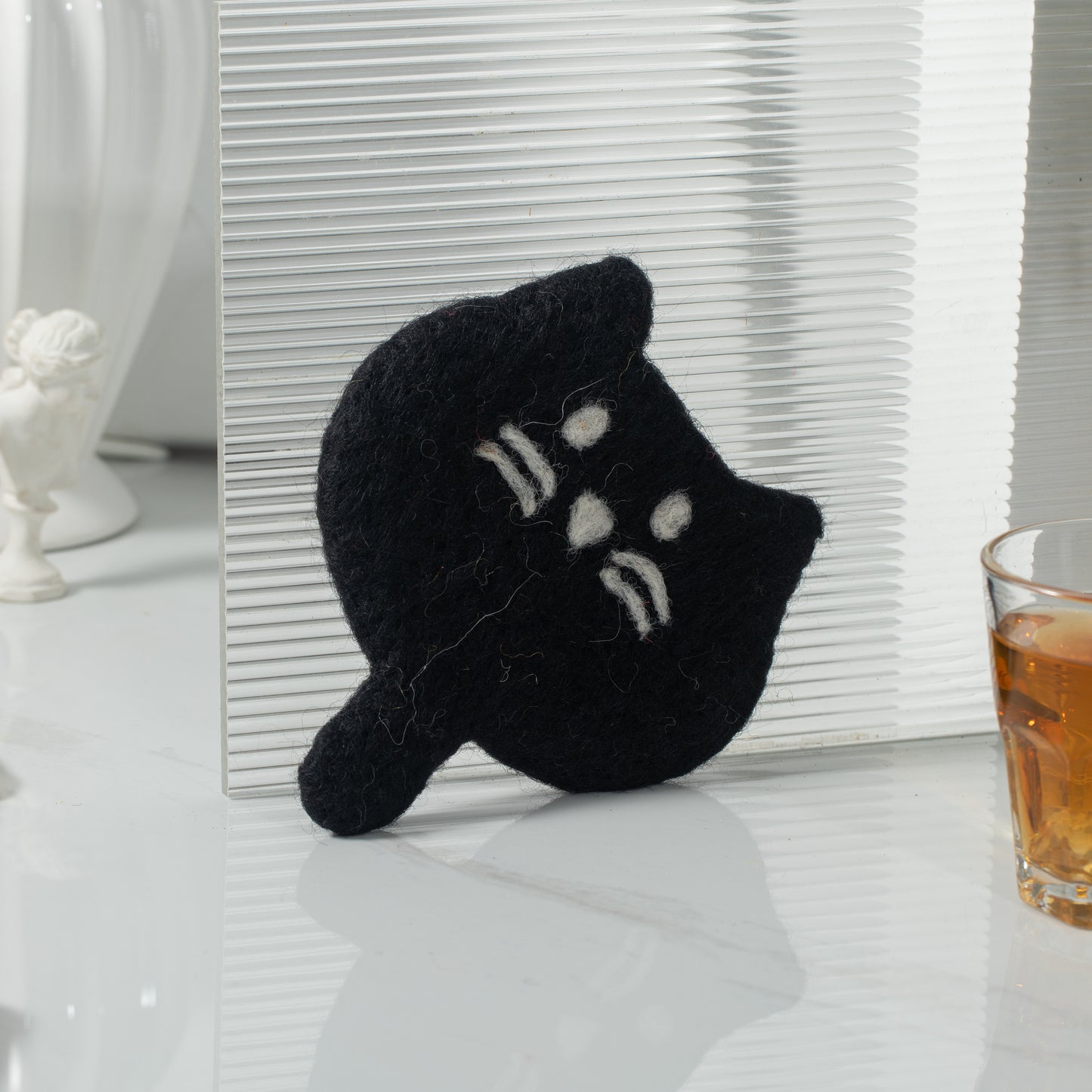 Felt Animal Coffee Cup Mug Table Mat Coasters - Curious Cat