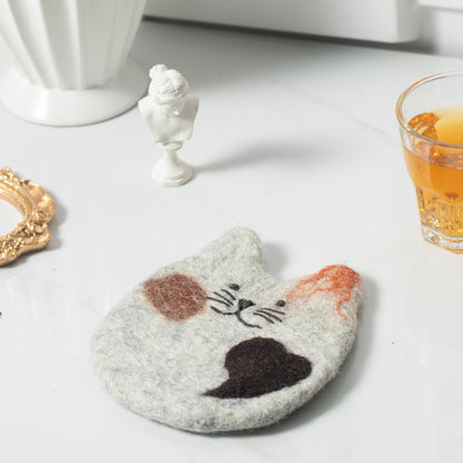 Felt Coffee Cup Mug Table Mat Coasters - Fatty Cat