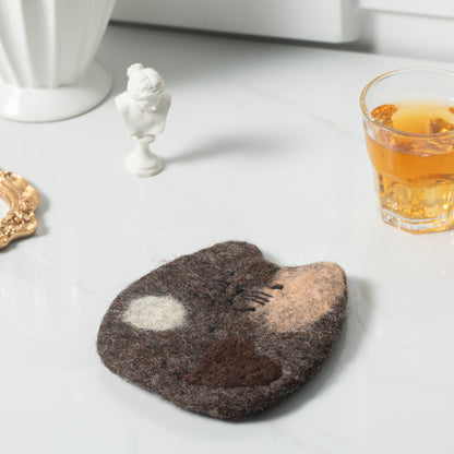 Felt Coffee Cup Mug Table Mat Coasters - Fatty Cat
