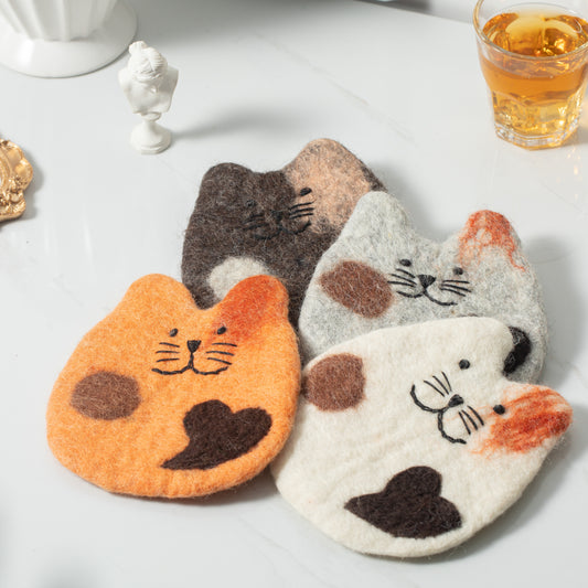 Felt Coffee Cup Mug Table Mat Coasters - Fatty Cat