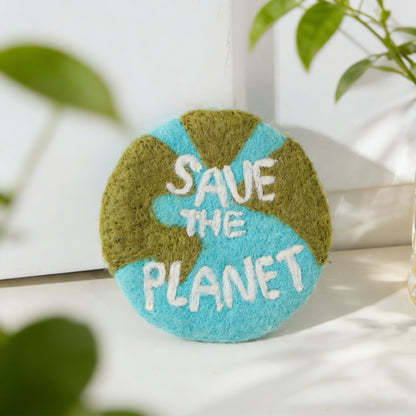 Wool Felt Coasters – Save the Planet Drink Coasters, Eco Friendly Table Protection