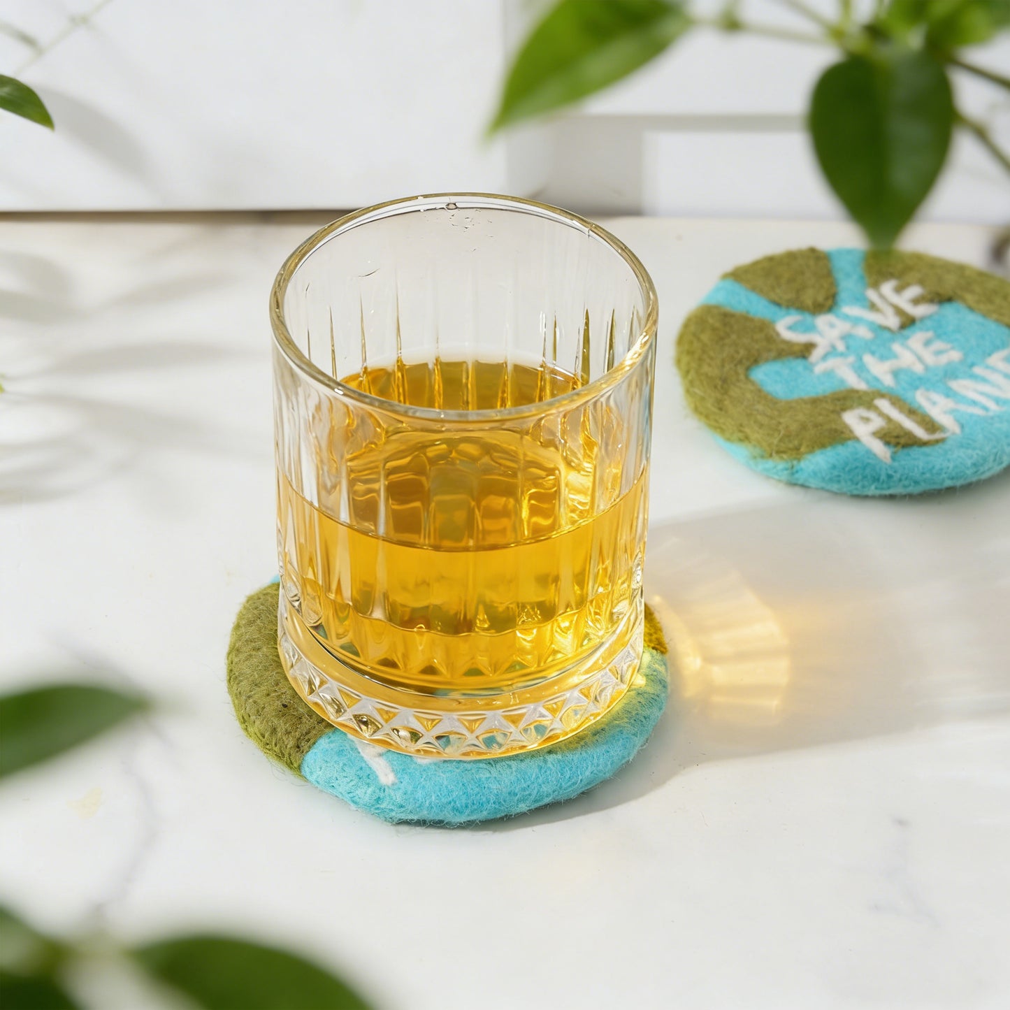 Wool Felt Coasters – Save the Planet Drink Coasters, Eco Friendly Table Protection