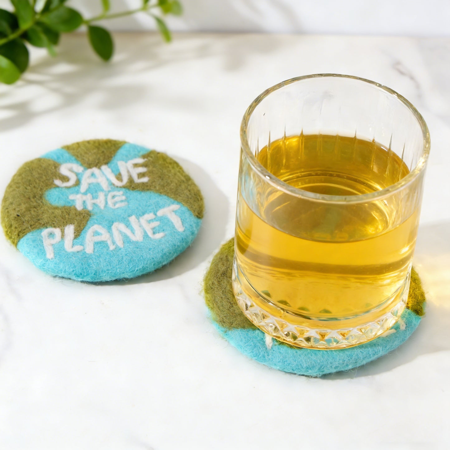 Wool Felt Coasters – Save the Planet Drink Coasters, Eco Friendly Table Protection