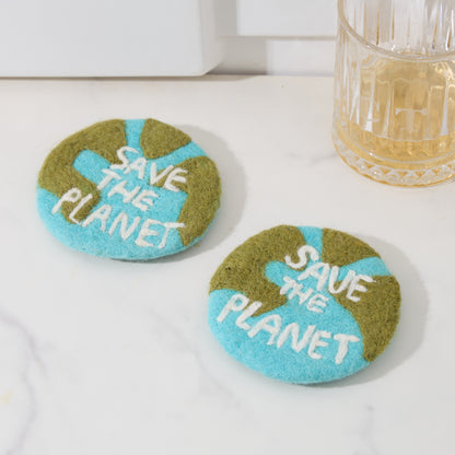 Wool Felt Coasters – Save the Planet Drink Coasters, Eco Friendly Table Protection